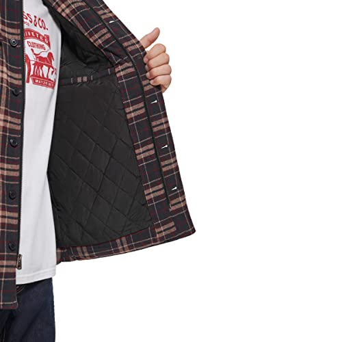 Image of Levi's mens Plaid Sherpa Lined Hooded Shirt Jacket (Regular & Big & Tall Sizes)