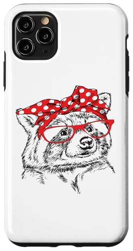 Cute Funny Womens Red Bandana Glasses Raccoon Lover �X�}�z�P�[�X iPhone 11 Pro Max �p