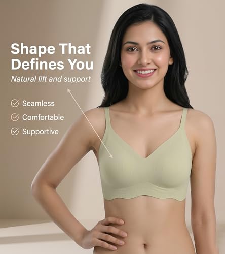 Image of DClub Wireless Bras for Women No Underwire Seamless Push Up Full Coverage Everyday Bra Comfortable Supportive Tshirt Bralette