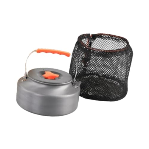 Menolana Outdoor Camping Kettle 1.6L for Boiling Water Water Kettle Multipurpose Coffee Pot Teapot for Road Trip Picnic Hiking, Orange Handle