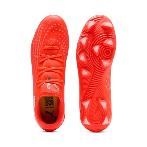 PUMA Future 9 Play FG/AG Chaussures de Football Unisexe Rouge Brillant Blanc Noir Argent 45 EU, Glowing Red PUMA White PUMA Black PUMA Silver, 46 EU