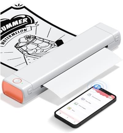 Phomemo Portable Printers Wireless for Travel, M08F Thermal Bluetooth Printer Support for 8.5x11 US Letter, Small Inkless Printer Compatible with iOS, Android, Laptop for Car, Office, Home.