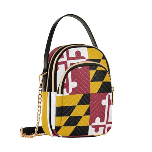 Patriot Cell Phone Purse Maryland Flag Crossbody Handbag Durable Shoulder Bag Sturdy Travel Pouch Compact Chic Bag for Women Everyday Use Country Flag Holiday Birthday Gift