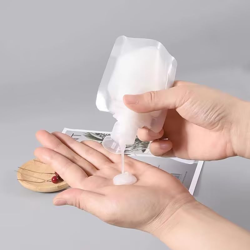 10 Pack Travel Size Squeeze Pouches, 30ml Clear Refillable Bottles, Portable Toiletry Containers, Refillable Leakproof Cosmetic Container Kits, Lotion Shampoo Shower Gel Squeezable Bags