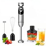 MegaWise 5-in-1 Hand Blender, Powerful Immersion Stick Blender with Titanium Reinforced Blades, 12-Speed Control, Includes Chopper, Beaker, Whisk & Frother for Smoothies & Baby Food