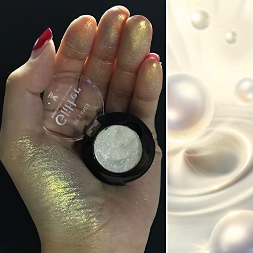 De'lanci Korean Eyeshadow, High Pigment Glitter Eyeshadow, Long Last Shimmer Gold Eyeshadow, Waterproof Sweat-Proof Metallic Eyeshadows, Sparkle Eye Shadow Eye Makeup, Vegan & Cruelty-Free, Gold White #TOP5