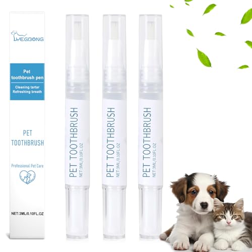 JOLIGAEA 3 PCS Bolígrafo para Cepillo Dientes para Mascotas, Perros Pluma Limpieza Dientes, Pet Toothbrush Pen, Gatos Dientes Bolígrafo Limpieza, Blanqueamiento y Limpieza para Gatos y Perros