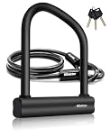 NDakter Bike Locks,18mm Shackle Heavy Duty Bike D Lock with 6FT/1.8M Steel Security Cable with 3 Keys, Anti Theft Bicycle Lock for Electric Scooter, Motorbike, Dirt-Bike, E Bike, Road Bike Lock Sturdy