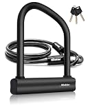 NDakter Bike Locks,18mm Shackle Heavy Duty Bike D Lock with 6FT/1.8M Steel Security Cable with 3 Keys, Anti Theft Bicycle Lock for Electric Scooter, Motorbike, Dirt-Bike, E Bike, Road Bike Lock Sturdy