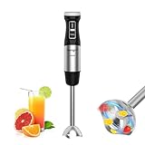 Ibergrif Batidora de Mano 1000W de Acero Inoxidable para Uso Diario con Control de Velocidad Progresivo y Botón Turbo para Sopas Purés Smoothies y Salsas