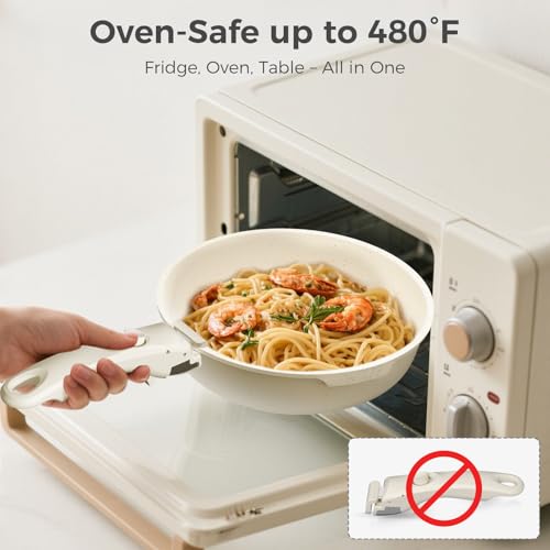 YASHE 15-Piece Non-Stick Pots and Pans Set, Granite Cookware with Removable Handles, Stackable, Easy to Clean, Induction & Gas Hob Compatible - Image 4