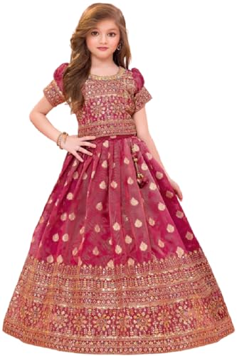 Image of White Button Girls Girls Faux Silk Readymade Lehenga Choli