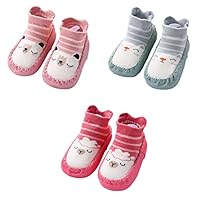 FedMois 3 Pairs Baby boys Girls Non-Skid Indoor Slipper Shoes Socks
