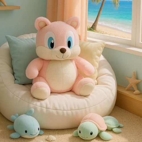 Image of KIDS STOREKIDS STORE Sweet Pink Squirrel for Kids Super Soft Plush Toy with Friendly Expression Plush Smooth Touch Comforting Huggable Body Ideal for Girls' Birthday Gifts Everyday Cuddle Time (50 CM)