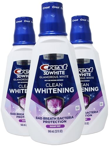 Crest 3D White Luxe Glamorous White Multi-Care Whitening Fresh Mint Flavor Mouthwash, 32 Fl Oz (Pack...