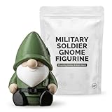 Military Soldier Gnome Figurine | Funny Green Army Gnome Statue with Star | Unique Shelf Display | Collectible Decor for Veterans & Gnome Lovers - 3D Printed in Canada