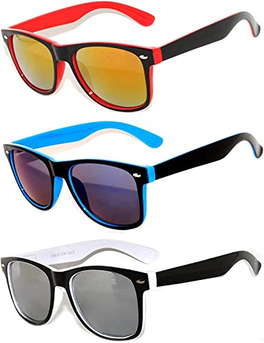 3 Pack Classic Retro Vintage Two -Tone Owl Colorful Mirror Lens Sunglasses OWL ®.