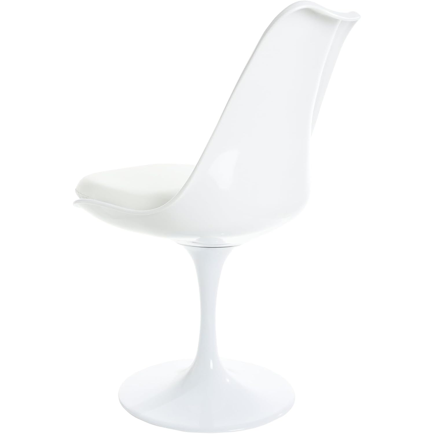 Fusion Living Sedia Lucida - Cuscino in PU - Sedie da Pranzo Moderne, da Cucina o da Ufficio - Bianco con Cuscino bianco