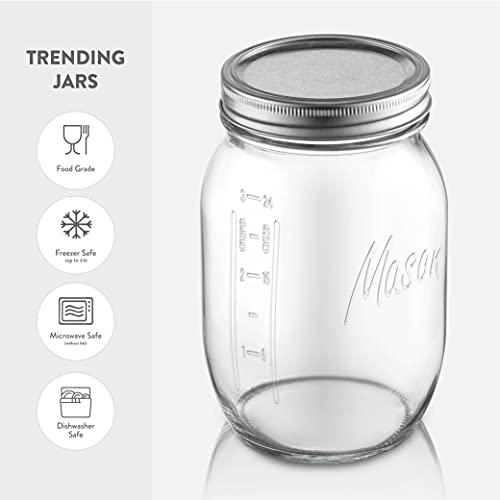 Paksh Novelty Mason Jars - Food Storage Container - 4-Pack - Airtight Container For Pickling, Canning, Candles, Home Decor, Overnight Oats, Fruit Preserves, Jam Or Jelly #TOP4
