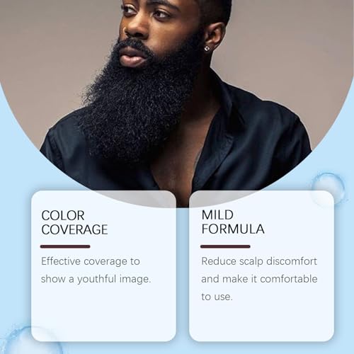 Beard Dye for Men,Beard Colour & Hair Dye Shampoo 3-in-1,Black Beard Dye for Natural Gray Coverage,Men's Hair Colour,Gentle Mustache & Beard Dye,Temporary & Halloween Use,200ml - Image 4