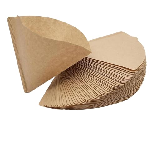 100-Pack Natural Unbleached Coffee Filters for 2-6 Cup Drip Coffee Makers & Pour Over Cones, Durable Tear-Resistant Wood Pulp Filters for Pure, Flavorful Brews with Rich ﻿