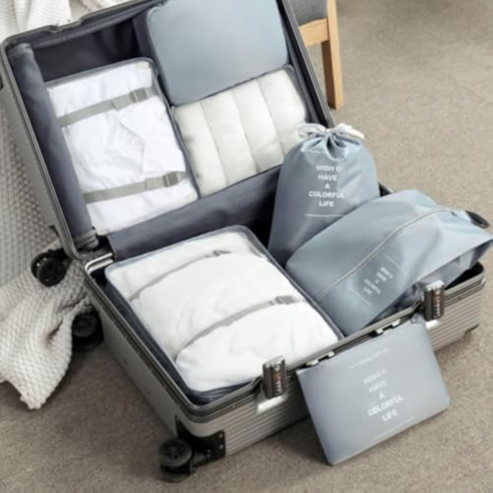 7 Pieces Travel Organizer Set, Space-Saving Storage Bags