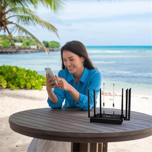 Image of Home Wireless WiFi Router 6 Omnidirectional Antennas Smart Router | Unlimited Satellite Internet Plug Play for Laptop, Cell Phone, TV, Urban, Rural, Desert