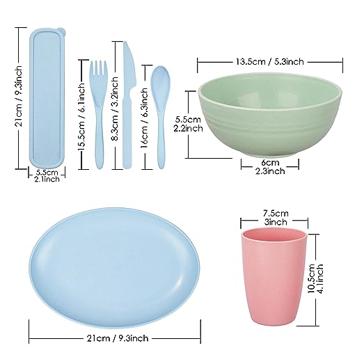 Chuboir 35-Piece Dinnerware Set - Unbreakable Camping Plates, Bowls, and Cutlery for 5 People - Lightweight and Colourful Tableware for Outdoor Dining - Image 2