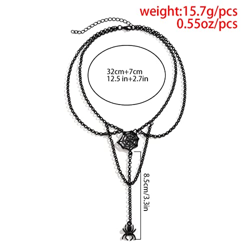 ALoveSoul Halloween Spider/Black Rose Layered Choker Gothic Tassel Collar Necklace3