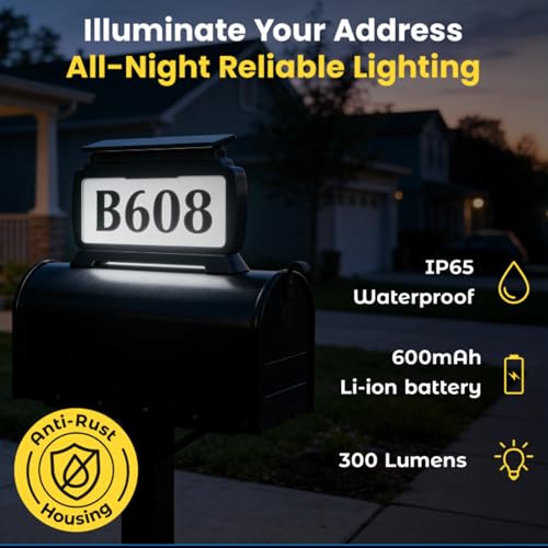 Numéro de maison LED solaire IP65 en ABS avec 3 modes couleur pour boîte aux lettres - 7