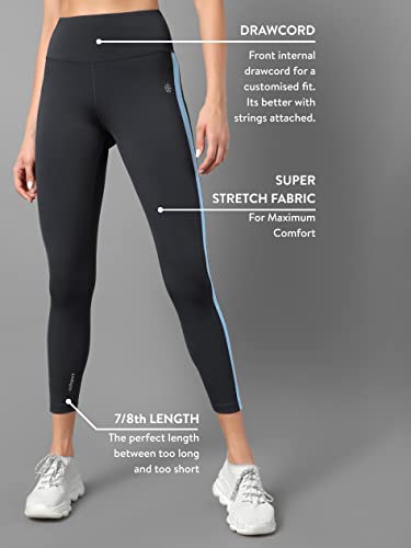 Image of CULT High Waist Running Tights with Side Pocket | Geometric Print | Breathable | Moisture-Wicking | Curved Hem
