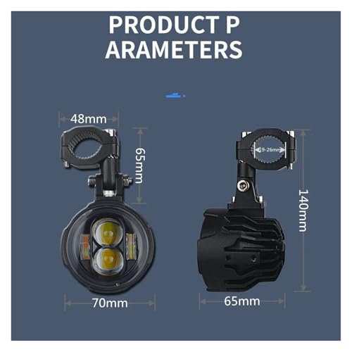 Faros de carretera moto LED 100W faro delantero auxiliar antiniebla intermitente doble color 3