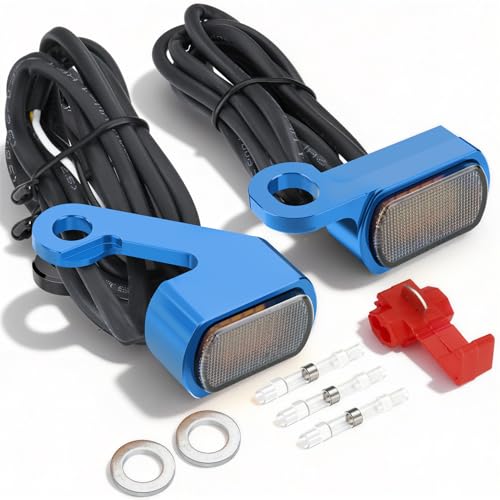 Image of MoKitDora LED Turn Signals Front Mini Blinkers Running Light for 2009-2017 Harley Touring Street Road Electra Glide King 2015-2024 Softail Breakout Deluxe Fat Boy Street Bob, Blue Housing