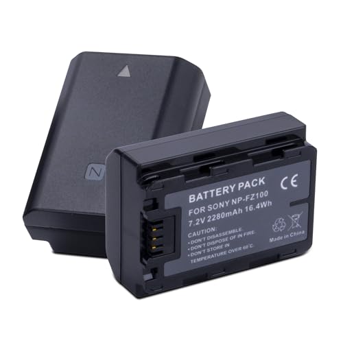DFTIM 2-Pack NP-FZ100 Battery Replacement Compatible for Sony Alpha A1 A9 II A7R III A7R IV A7R V A7S III A7 III A7 IV A6600 A7C A7C II Camera A6700 A6600 Upgrade Battery 7.2V 2280mAh