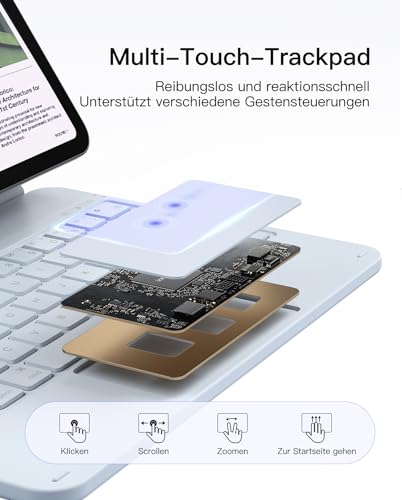 Inateck NeoMagic Magnetische Tastatur Hülle für iPad 10 Generation 10,9 Zoll,11 Generation 2025 A16 11 Zoll,Tastatur mit Touchpad, Freitragender Ständer, 7-Farbige Hintergrundbeleuchtung,KB09119 6