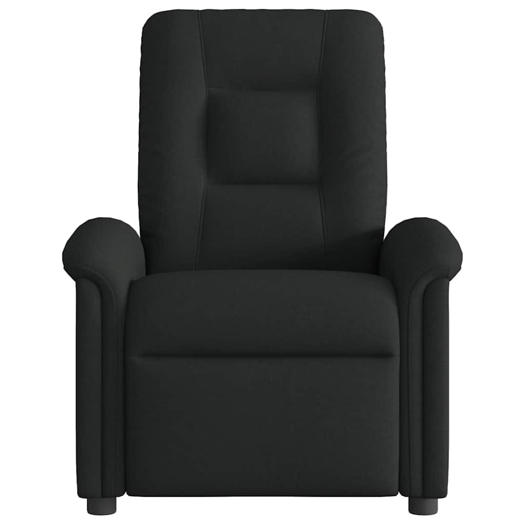Sillón reclinable de masaje negro de tela con 6 puntos de vibración