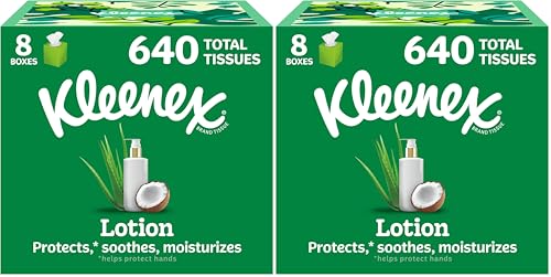Image of Kleenex Lotion Facial Tissues with Coconut Oil,Cube Boxes,80 Tissues Per Box,3-Ply,(Pack of 16)