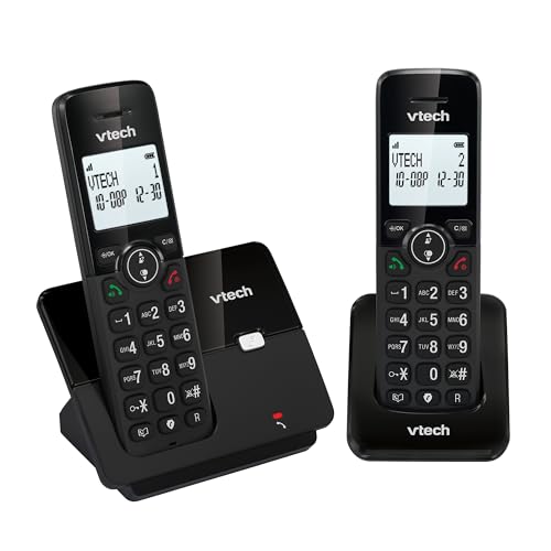 VTECH CS2001 Schnurloses DECT-Telefon mit 2 Mobilteilen für zu Hause, mit Blocker für unerwünschte Anrufe, Lange Reichweite zuverlässig bis zu 300 m, Anrufer-Identifikation