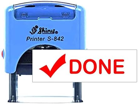 Stampolo Done Personlized Shiny Printer S-842 Rectangle Rubber Stamp Self-Inking Easy Refill Clear, Crisp Impression Everytime Custom Personalised 14X38MM Red