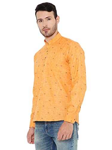 Image of Maharaja Linen Regular Short Kurta with Ful Sleeves for Men