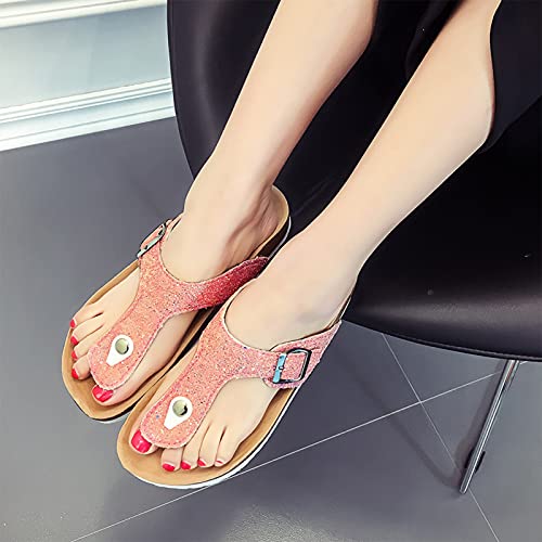 Techcity Women'S Cork Footbed Slides Comfort Flat Sandals Adjustable Summer Slip On Slides Leather Flip Flops thumb #2