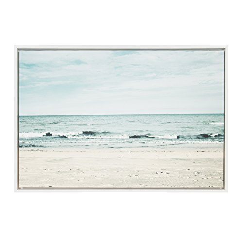 Kate and Laurel Sylvie Beach 2 Framed Canvas by F2 Images 23x33 White