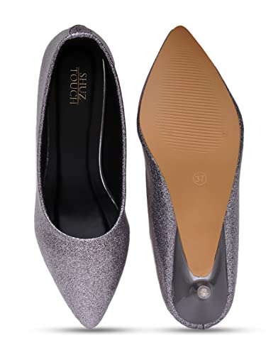 Image of Shuz Touch Women and Girl Smart Casual Fashion Shimmer Detail Comfirt Kitten Heel Pumps Shoe