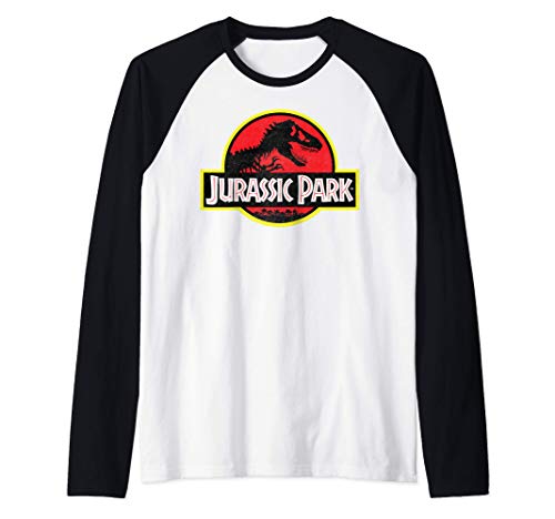 Jurassic Park Distressed Vintage Logo Camiseta Manga Raglan