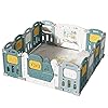 UNICOO – Baby Playpen, Foldable Kids Fence Activity Center, Safety Playard with Games Station Non-Slip Rubber Bases, Adjustable Shape, Portable Design (ZC-001-MGW Mint Green+White)