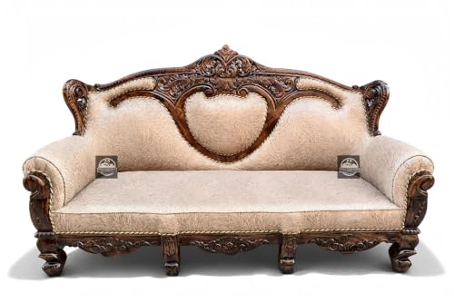 Image of Royal Carved Wooden Sofa Set | 3+1+1 Seater | Antique with Button Tufted Velvet Upholstery | Victorian Style Living Room Furniture Tufted Sofa Set Grey 3-Piece (Design 12)