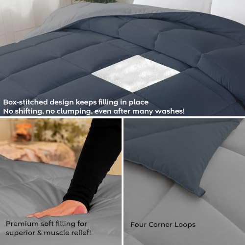 Image of AYKA Reversible Comforter 220 GSM Microfiber Reversible AC Comforter /Blanket for Winter /Quilt /Dohar /Duvets for King Size Blanket /Comforter Double Bed (Grey & Charcoal, 90 * 100)