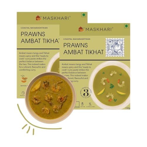 Image of Maskhari Prawns Curry Paste Pack of 2 300g Net Ready to Eat Seafood Curry Heat and Eat Maharashtrian Indian Curry Base Instant Meal No Preservatives No Artificial Colors