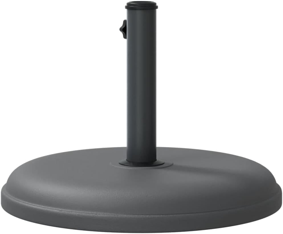 vidaXL Round Parasol Base for 1.3"/1.4"/1.5" Poles - Heavy Duty Dark Gray Umbrella Stand - Plastic and Concrete Base with 3 Pole Adaptors - Ideal for Garden, Patio, Deck