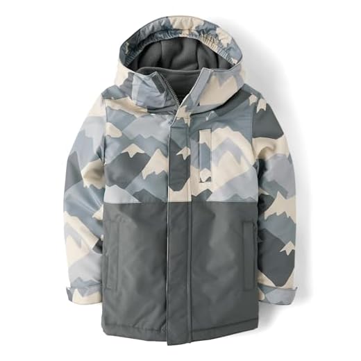 The Children's Place,Boys,Heavy 3 in 1 Winter Jacket, Wind Water-Resistant Shell, Fleece Inner,Black Ice,X-Large